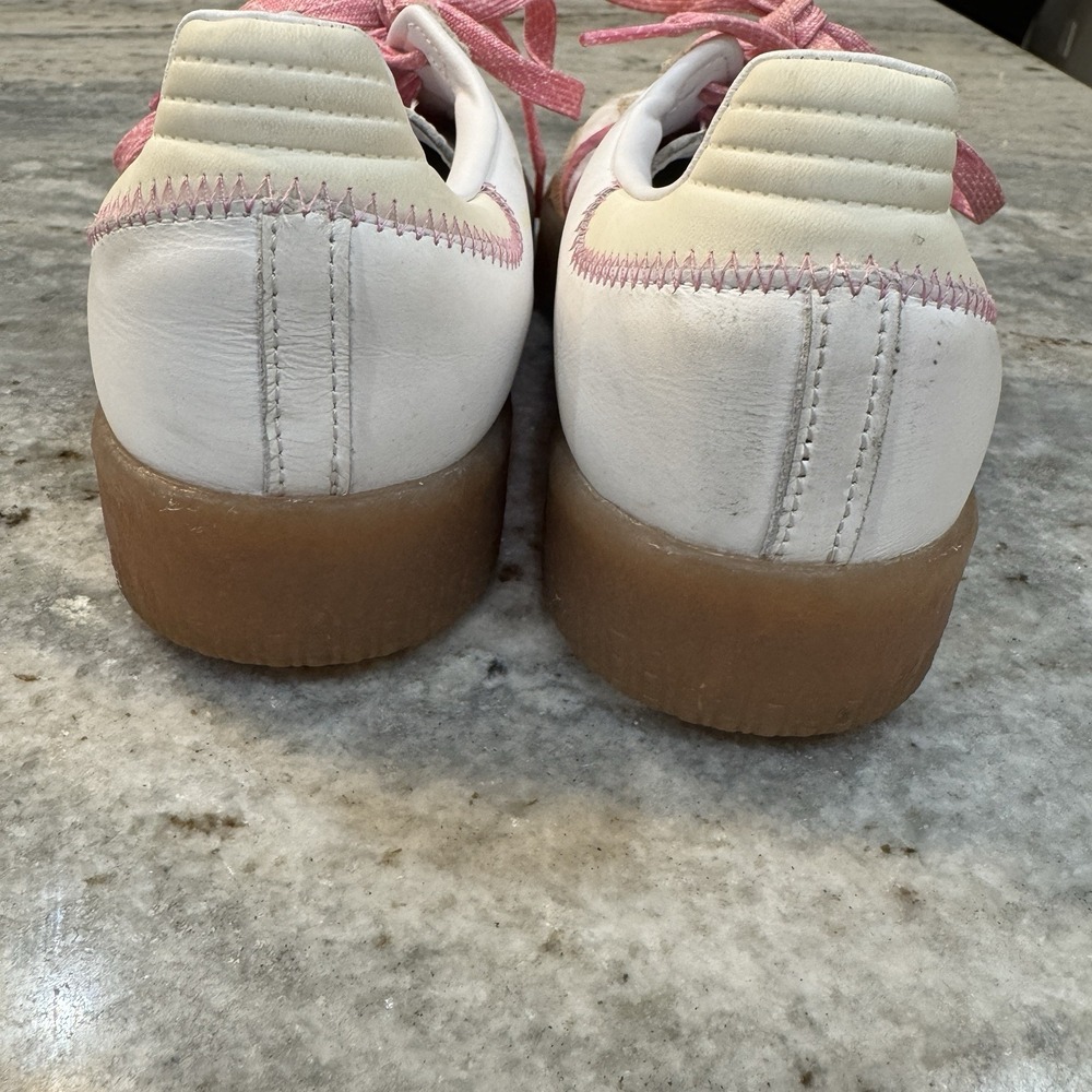 Adidas Samba White Pink Gum Casual Sneakers IE9109 Retro Lace Up Low Top Sz 9 - Picture 4 of 8